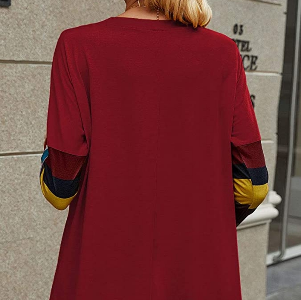 Color block long sleeve pullover tunic - Picture 3 of 9